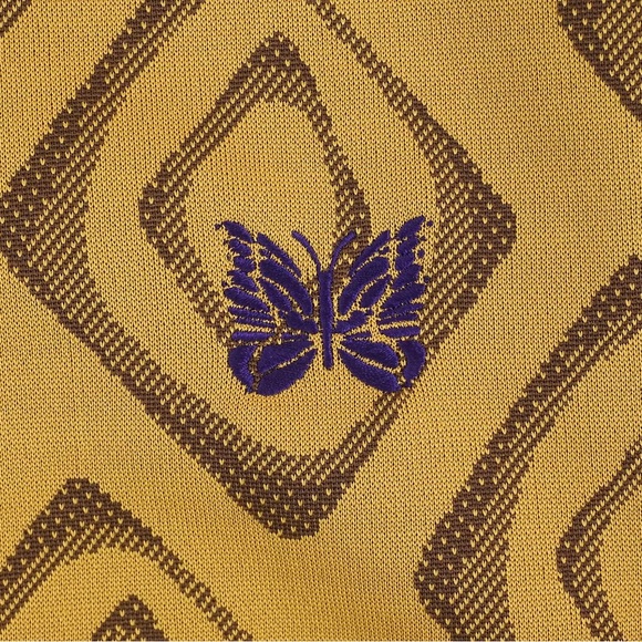 Needles Track Jacket And Pants In Polyester Jacquard Mustard Sz M Made in Japan - Picture 6 of 16